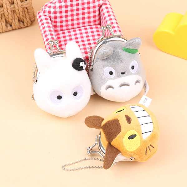 1st My Neighbor Totoro Cat Bus 7CM Plysch Doll Myntväska K Gray