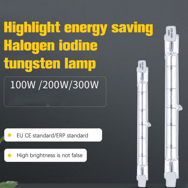 1st 100/200/300W halogenlampa 118mm dubbelsidig linjär R7s Hal 200W