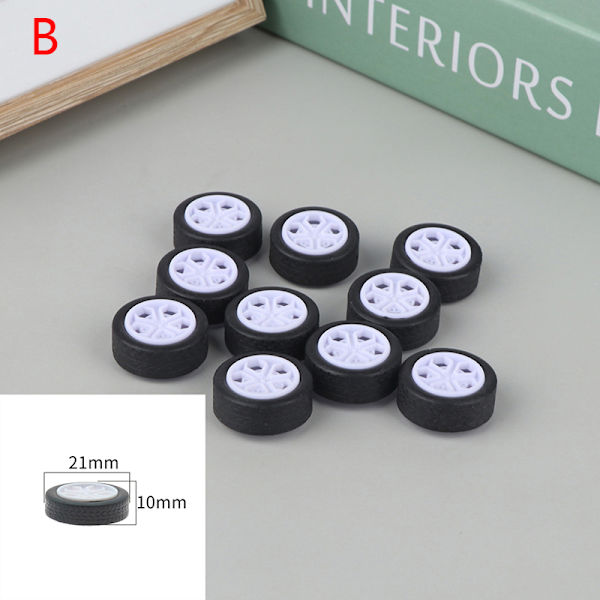 10ST PC Toy Wheel Gummi Fälgar Däck DIY Mini Technology 4WD Col B