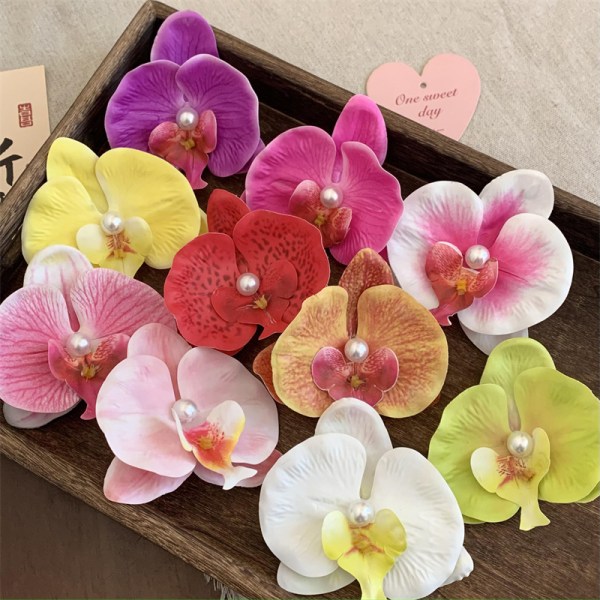 Elegant blommig orkidéhårklämma för kvinnor Sweet Side Bangs Clip A5