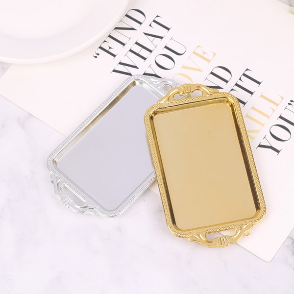 2st Dockhus Miniatyrtillbehör Mini Plast tebricka Simu Gold