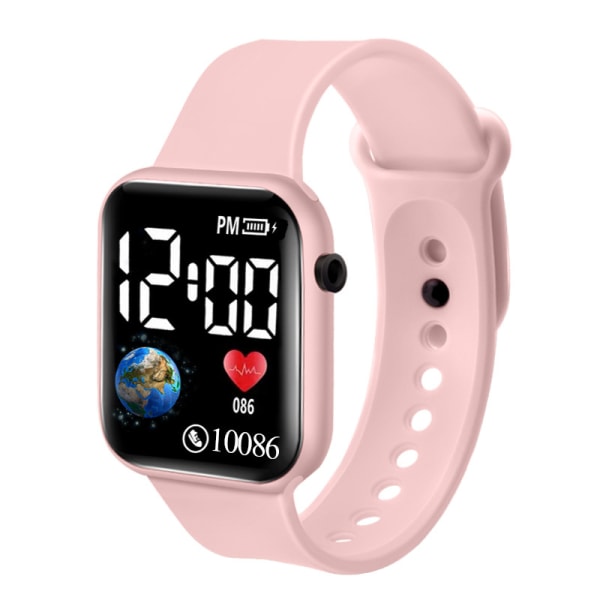New Fashion Earth LED Student Electronic Watch Small Block Wate pink