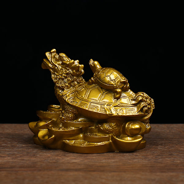 1 St guld Feng Shui Draksköldpadda Staty Staty Mynt