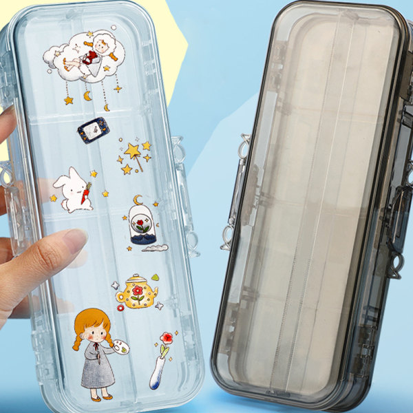 Kawaii Transparent Case Dubbellager Multifunktion Barn B