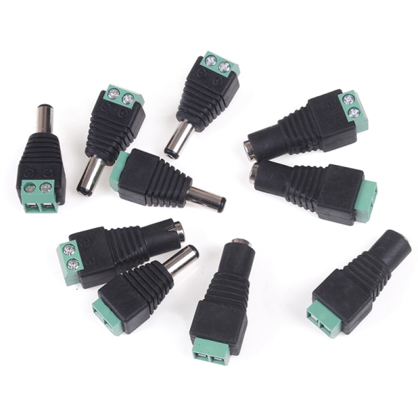 5 par hane och hona 2,1x5,5 mm DC Power Plug Jack Adapter Co