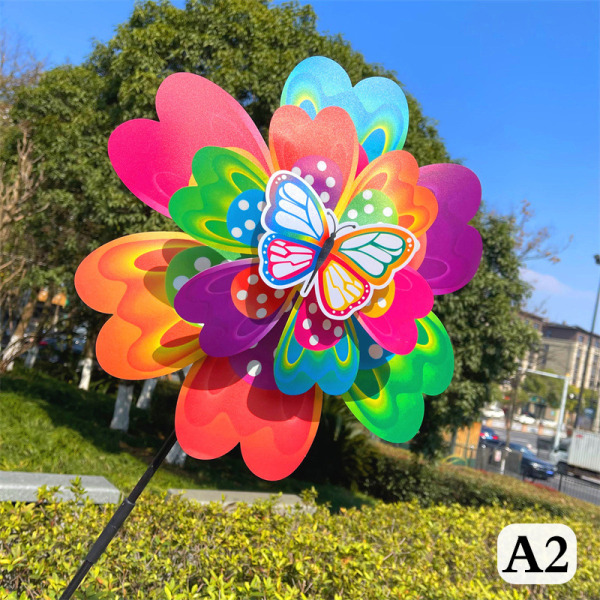 1st Solros/fjärils väderkvarn Pinwheel Färgglada paljetter Vind A2