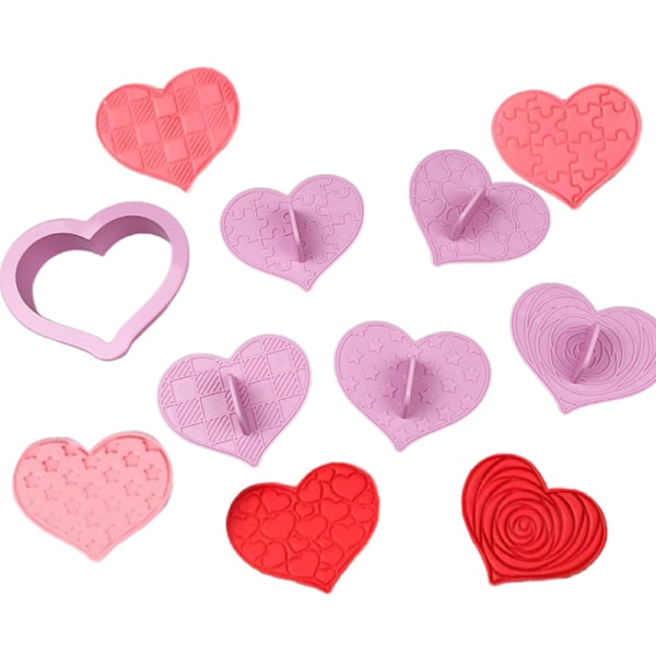 6 st Heart Cookie Stamp ter DIY Plast Kexformar för Val