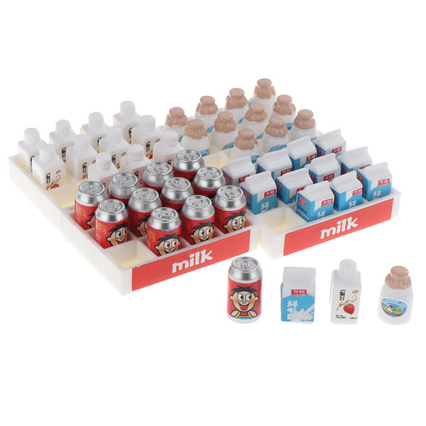 1Set Dollhouse Miniature Simulation Mini Drink Milk Set Toys DI A1