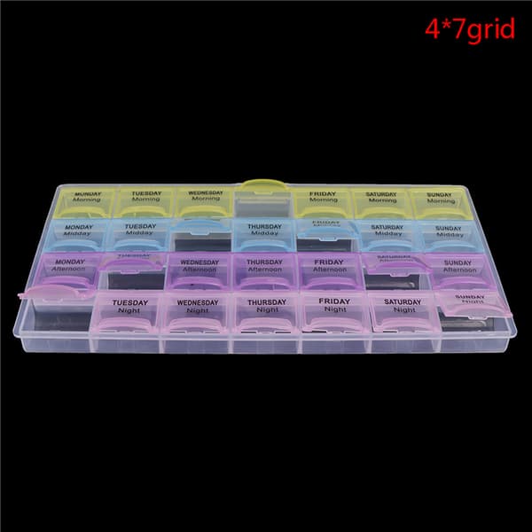 28 Cell Piller Box Hel månad Medicin Organizer Vecka 7 dagar Tab