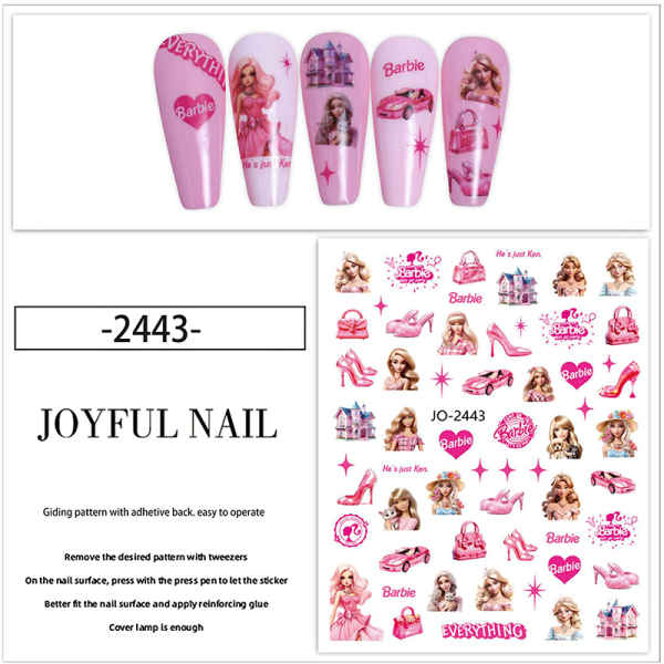 Nail Art Vatten Dekaler Stickers Transfers Barbie Doll Bows Heart 2