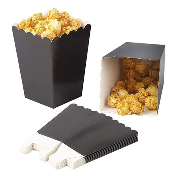 10 st Popcorn Snack Box Engångs Snack Containers Paper Chic Black