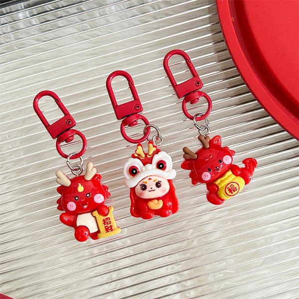 2024 Dragon Year Keychain Cartoon Lucky Dragon Keyring Creative A3