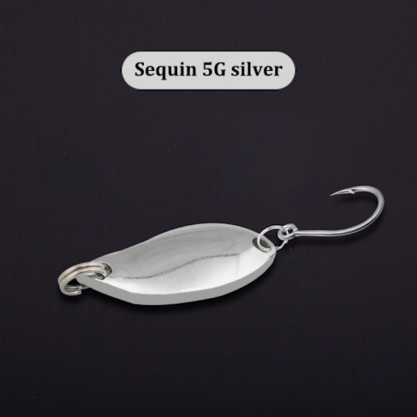 Enkelkrok Skopa-formad Roterande Spinner Paljetter Fiske Abborre silvery 2.5g