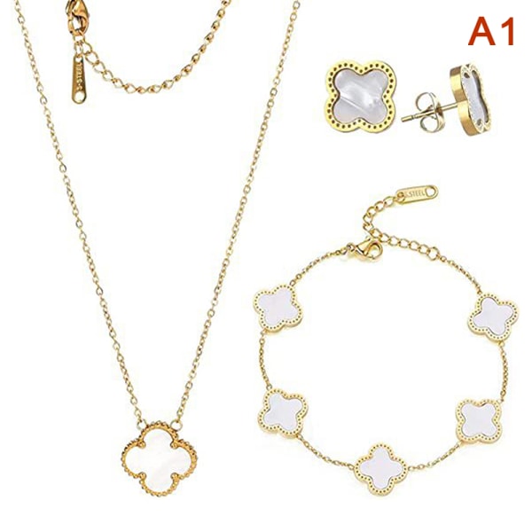 1 Set enkel ljus lyx fyrklöver hänge halsband Brac A1