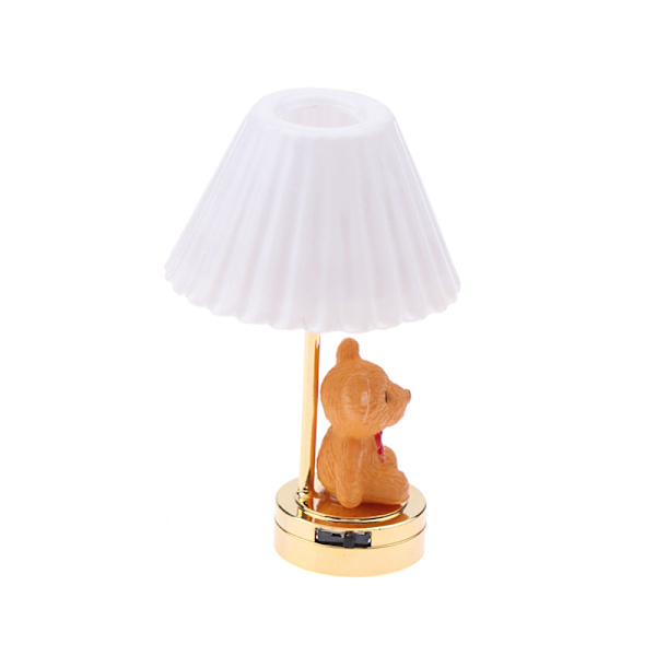 1:12 Dockhus Miniatyr LED Light e Bear Bordslampa Home Light