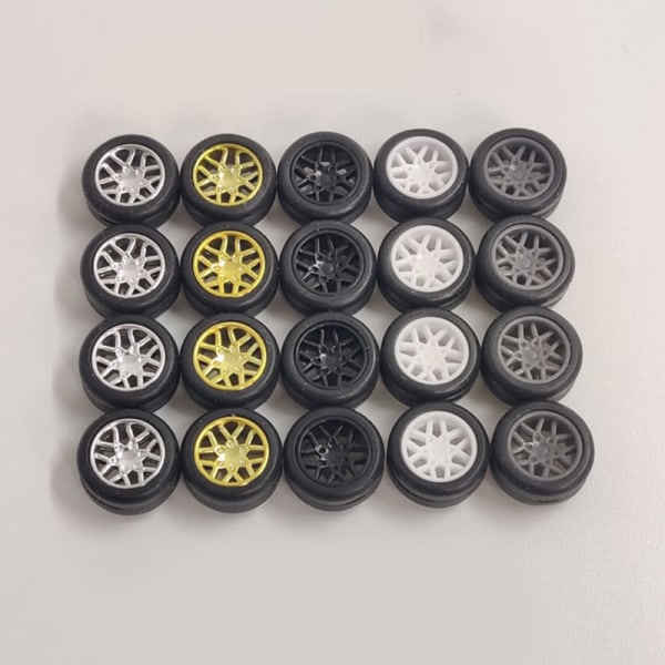4st/ set 1:64 Skala hjul för Hotwheels Gummi däck modellbil 17(Silver 31mm)