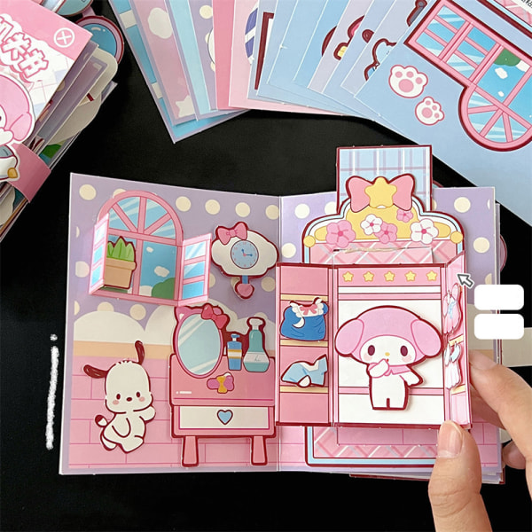 Tyst bok Montessori Upptagen bok Sanrio DIY Toys Educational Hom Pink