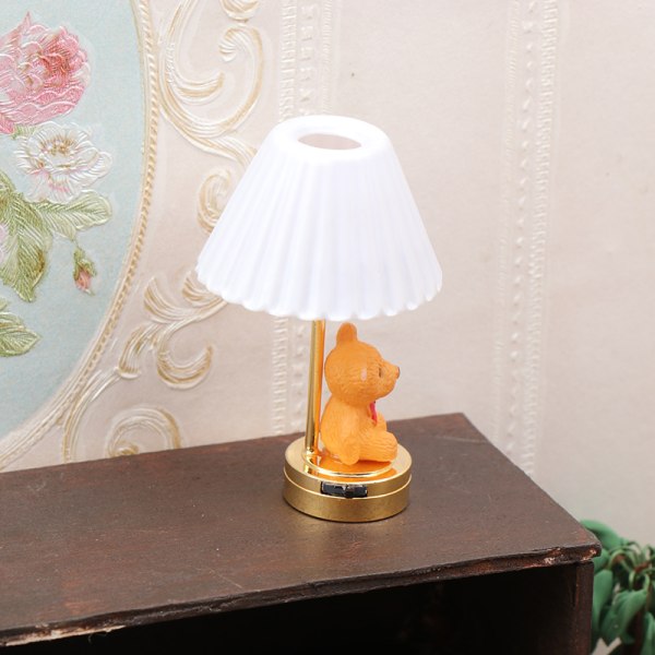 1:12 Dockhus Miniatyr LED Light e Bear Bordslampa Home Light