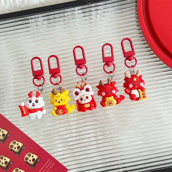 2024 Dragon Year Keychain Cartoon Lucky Dragon Keyring Creative A2