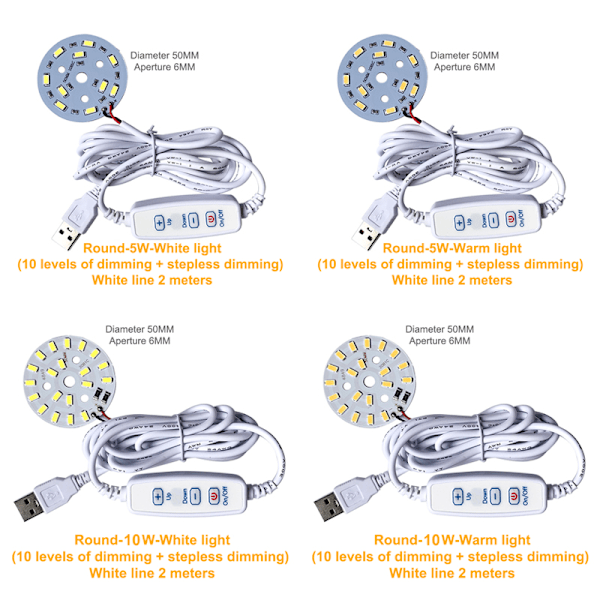 DC 5V dimbara LED-chips SMD LED-lampa DIY Light Justerbar LED A5