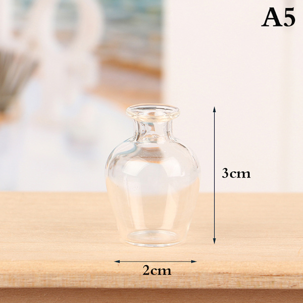 1st 1/6 eller 1/12 skala miniatyr dockhus glasvas för docka H A5