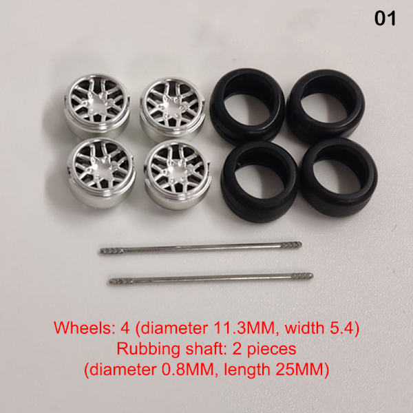 4st/ set 1:64 Skala hjul för Hotwheels Gummi däck modellbil 1(Silver 25mm)