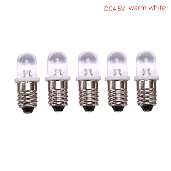 5st E10 LED-lampa DC 3V 4,5V Instrument Glödlampa Indikatorlampa Fla warm white DC4.5V