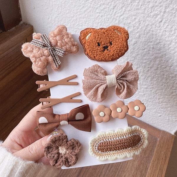 1Set Höst Vinter e Plysch Bear Bowknot Hårnålar Blomstickad A3