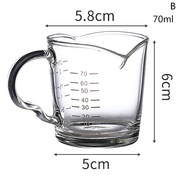 70/75 ml Borosilikatglas mätkopp med dubbel pip och B