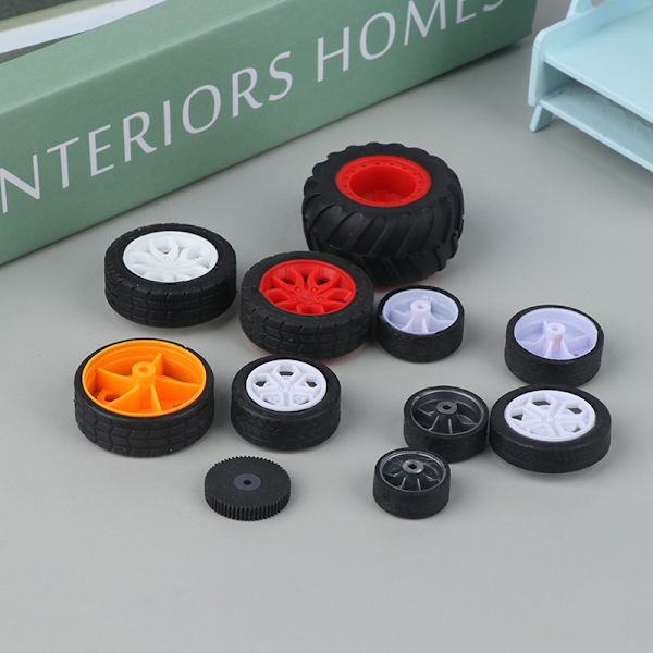 10ST PC Toy Wheel Gummi Fälgar Däck DIY Mini Technology 4WD Col H