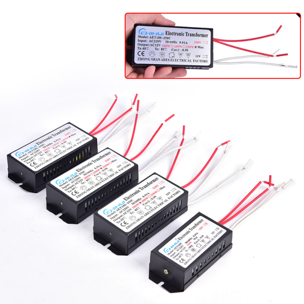 Elektronisk transformator 160W/180W/200W/250W AC 220V till 12V halog 160W