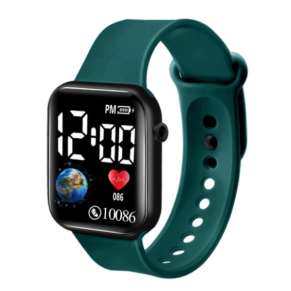 New Fashion Earth LED Student Electronic Watch Small Block Wate green