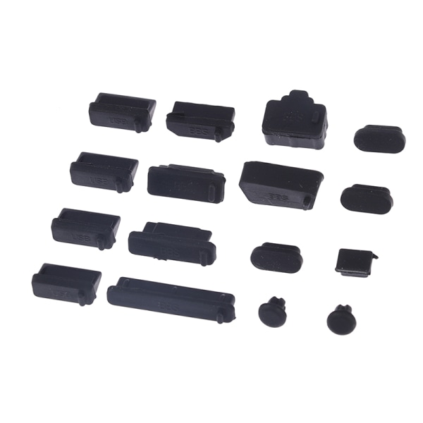 16st/ set Laptop dammplugg Set USB Port VGA gummiskydd Black