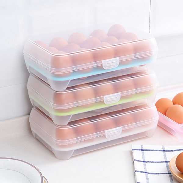 15 Grid Plast Förvaringsbox Ägghållare Äggkartonger för kyl Green