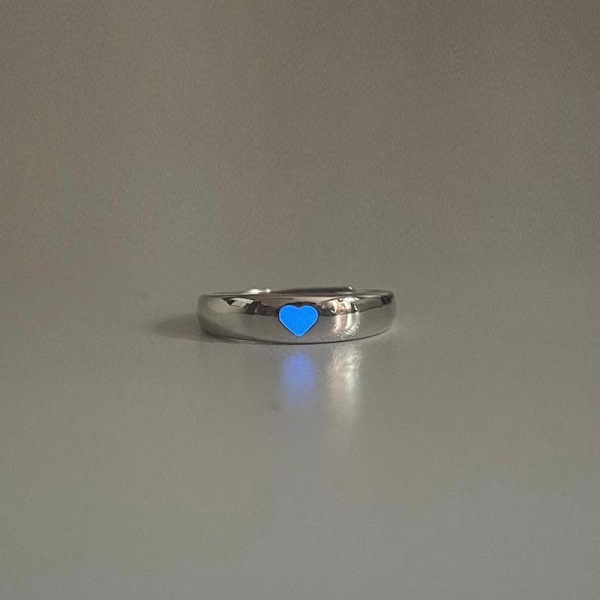 Mode Luminous Ring Par Love Heart Ring Creative Justerbar A2