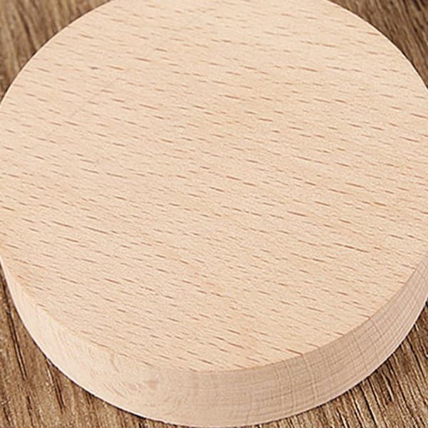 Round Wood Light Base USB med strömbrytare LED Light Rotating Displa Warm light