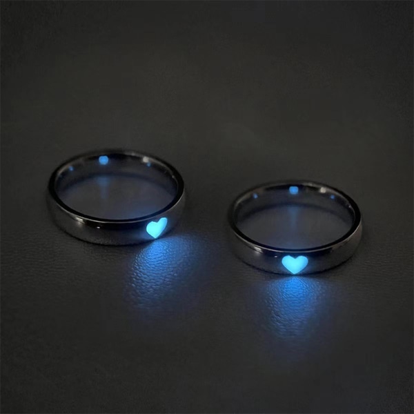 Mode Luminous Ring Par Love Heart Ring Creative Justerbar A2