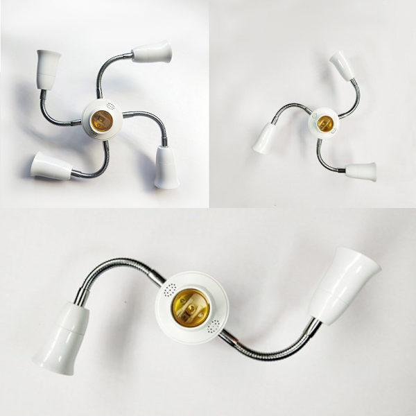 Justerbar White E27 Base Light Socket Splitter LED-lampor Holde C