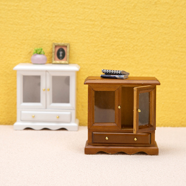 1st Mini Dollhouse Display Skåp Dockskåp Möbler Brown