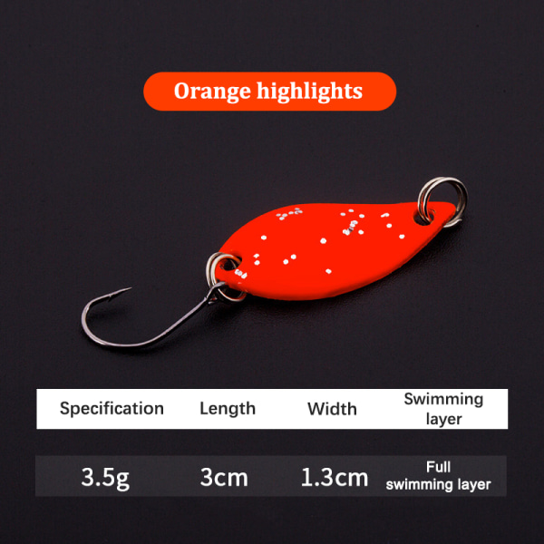 Enkelkrok Skopa-formad Roterande Spinner Paljetter Fiske Abborre orange 3.5g