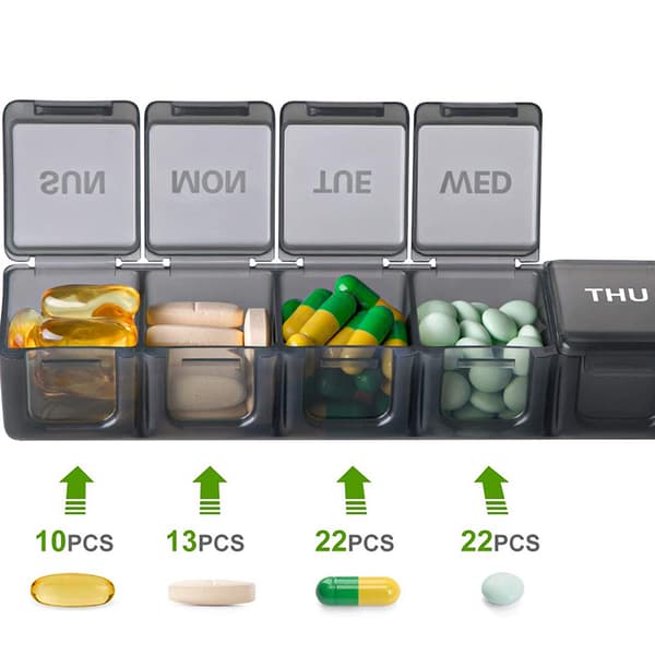 Weekly Pill Organizer Daily Cases XL Box Storage Vitamins 7 Day White