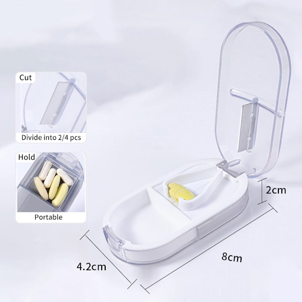 2 i 1 piller medicinkross kvarn grinder splitter mini White