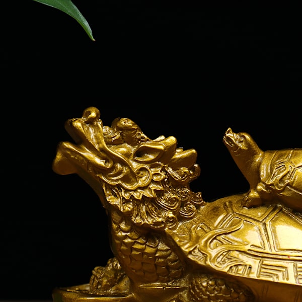 1 St guld Feng Shui Draksköldpadda Staty Staty Mynt
