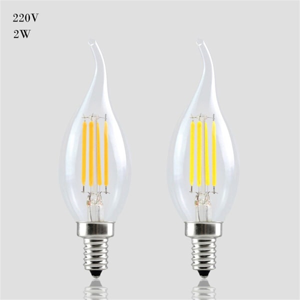 Dimbar E14-lampa LED 2W 4W 6W Edison Retro Filament Candle Lig White 2W