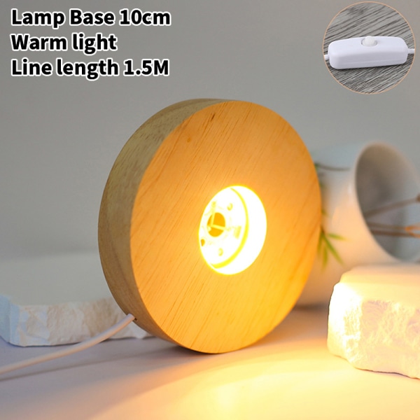 10cm Träljusbas Trä LED-ljus Roterande Display Stativ La 10cm Warm light 1M