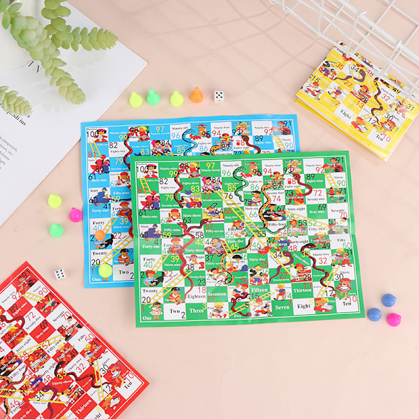 Snake Ladder Plastic Flight Schack Set Familjefest Brädspel A1