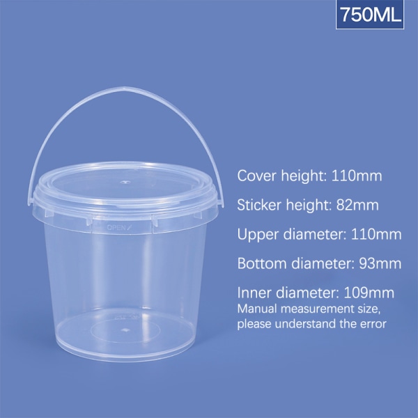 150ML-1500ML plasthinkar + lock - Tom vit med handtag - 750ML