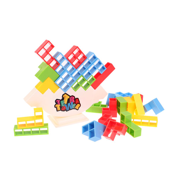 Tetra Tower Game Stacking Blocks Stack Building Blocks Balans Slots+Bases+Building Blocks*32+Cards