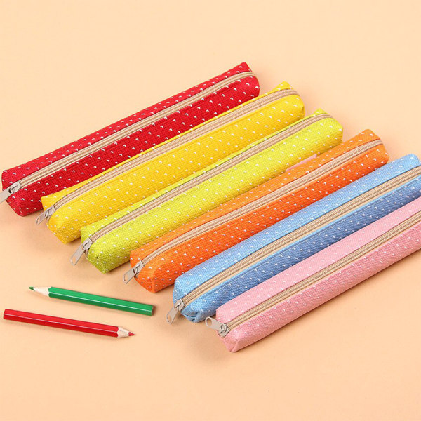 Kawaii Small Fresh Canvas Blixtlås Pennfodral Brevpapper Lång P A4