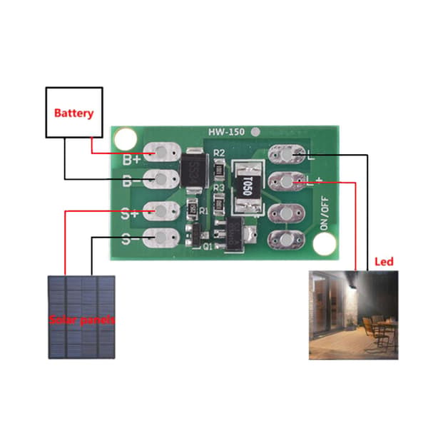 Solpaneler LED Lampkontrollbrytare Batteriladdare Laddning C